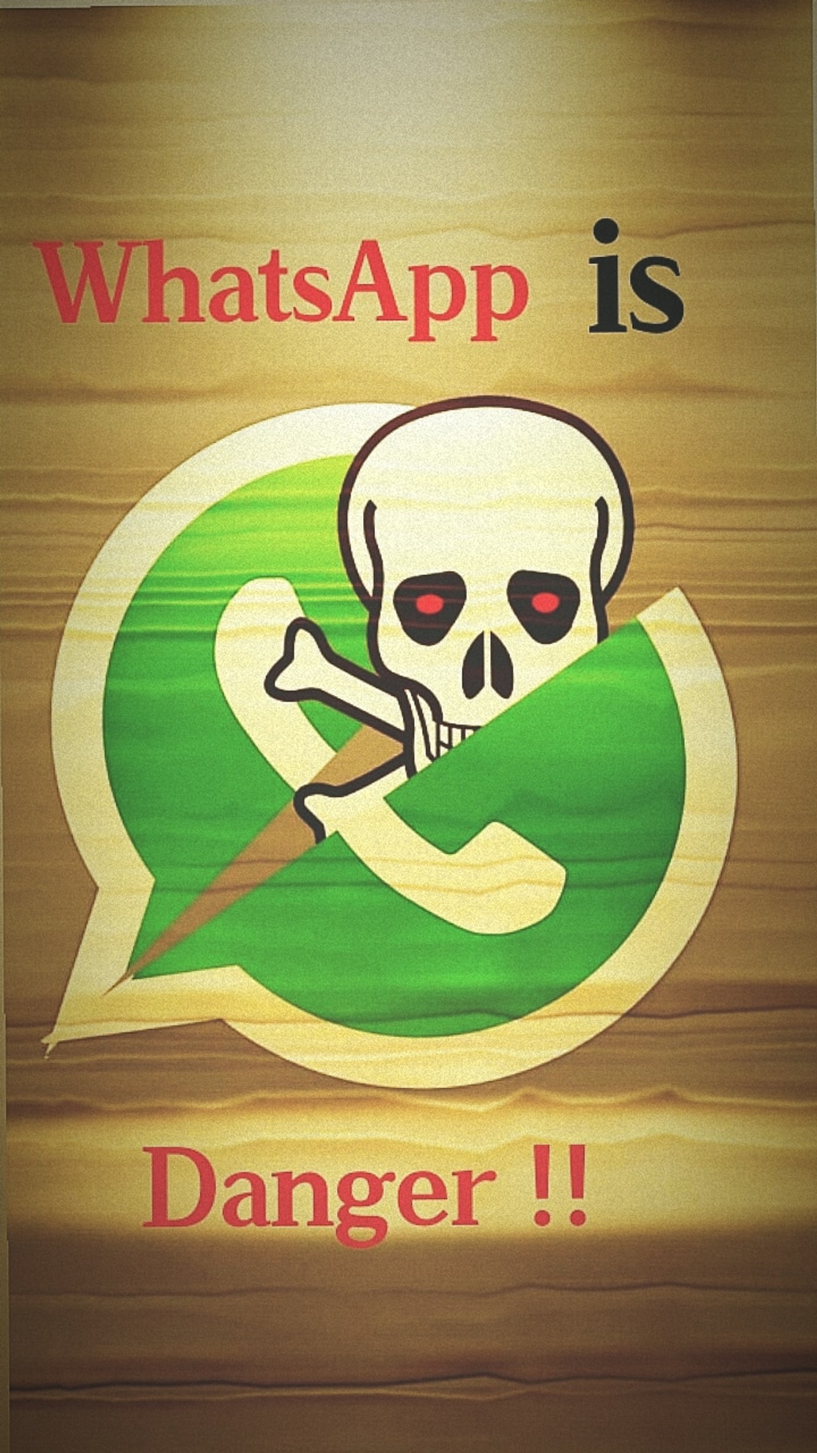 Hay un cartel con una calavera y una pegatina en él (whatsapp, amor de whatsapp, whatsapp is danger, peligro)