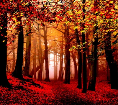 autumn, nature, red