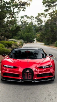 bugatti, chiron, red, car, hypercar wallpaper