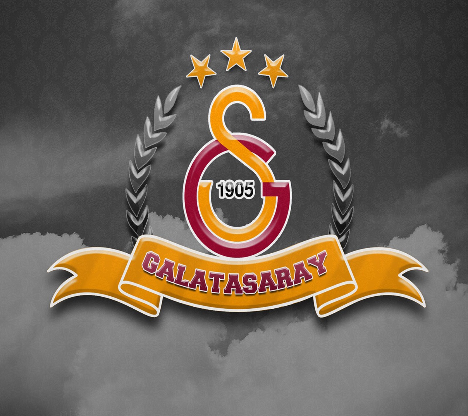 Un primer plano de un logo con una estrella y una cinta (cimbom, galatasaray)