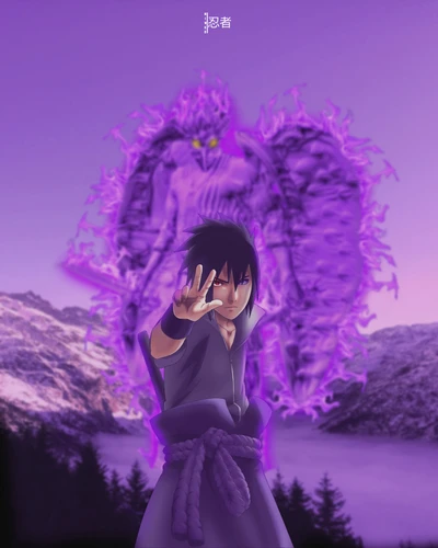 Sasuke Uchiha Harnessing Rinnegan Power Against a Dark Entity