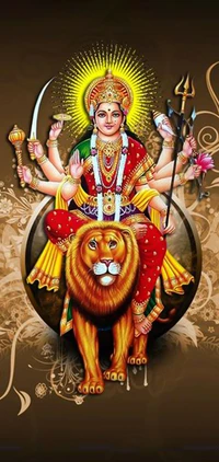 Mutter Durga auf dem Löwen: Feier von Navratri 2019