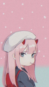 002, darling in the franxx, pink aesthetic, zero two wallpaper