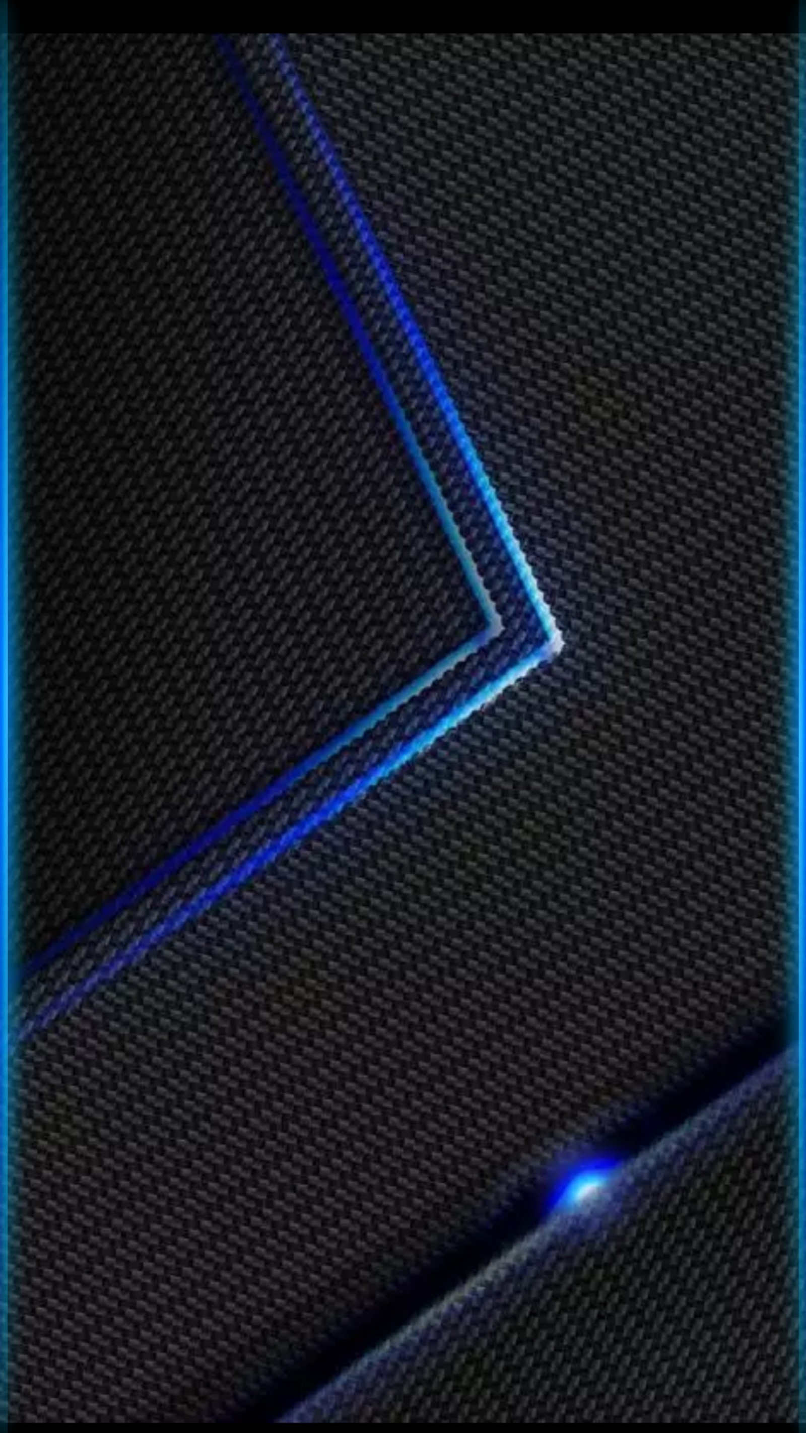 A close up of a blue light on a black background (blue, edge style, grey, metal, neon)