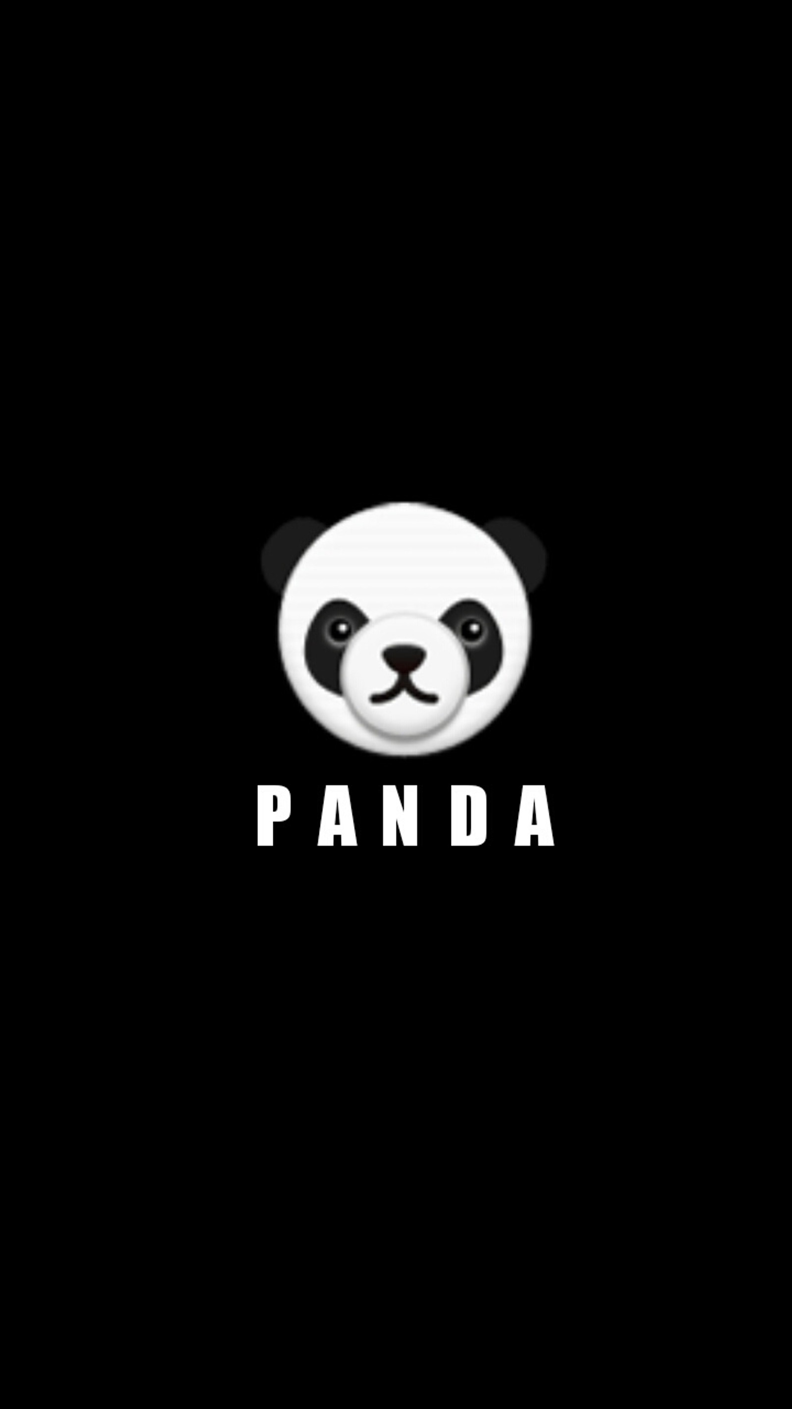 Eine nahaufnahme eines panda-gesichts auf schwarzem hintergrund (telefon, schloss, verschlossen, logo, weiß)