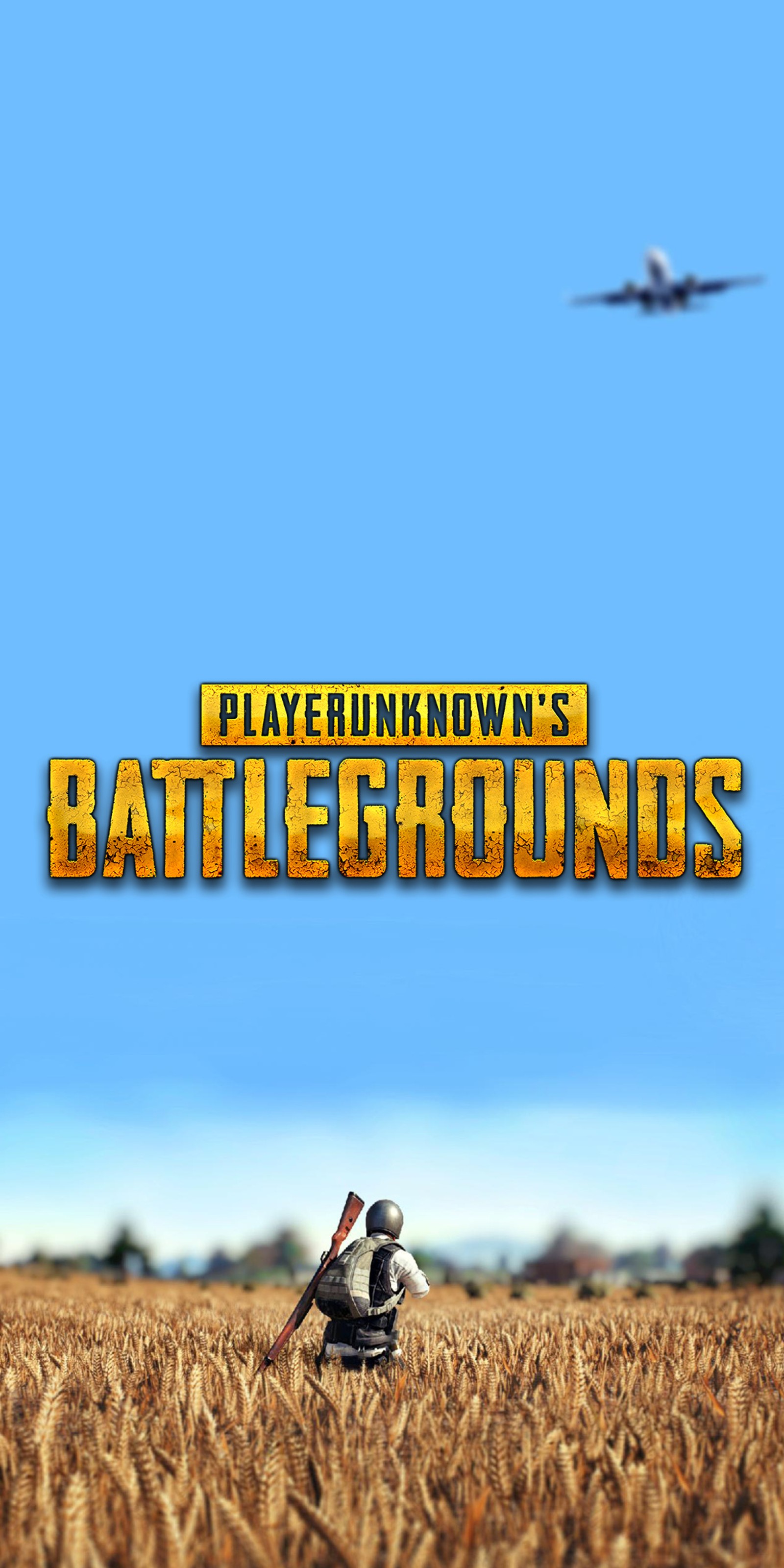 A close up of a person in a field with a plane in the background (pubg, game, gamer, mobil, plane)