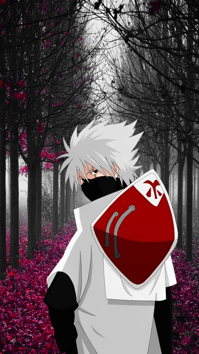 Kakashi Hatake em uma floresta mística de Konoha