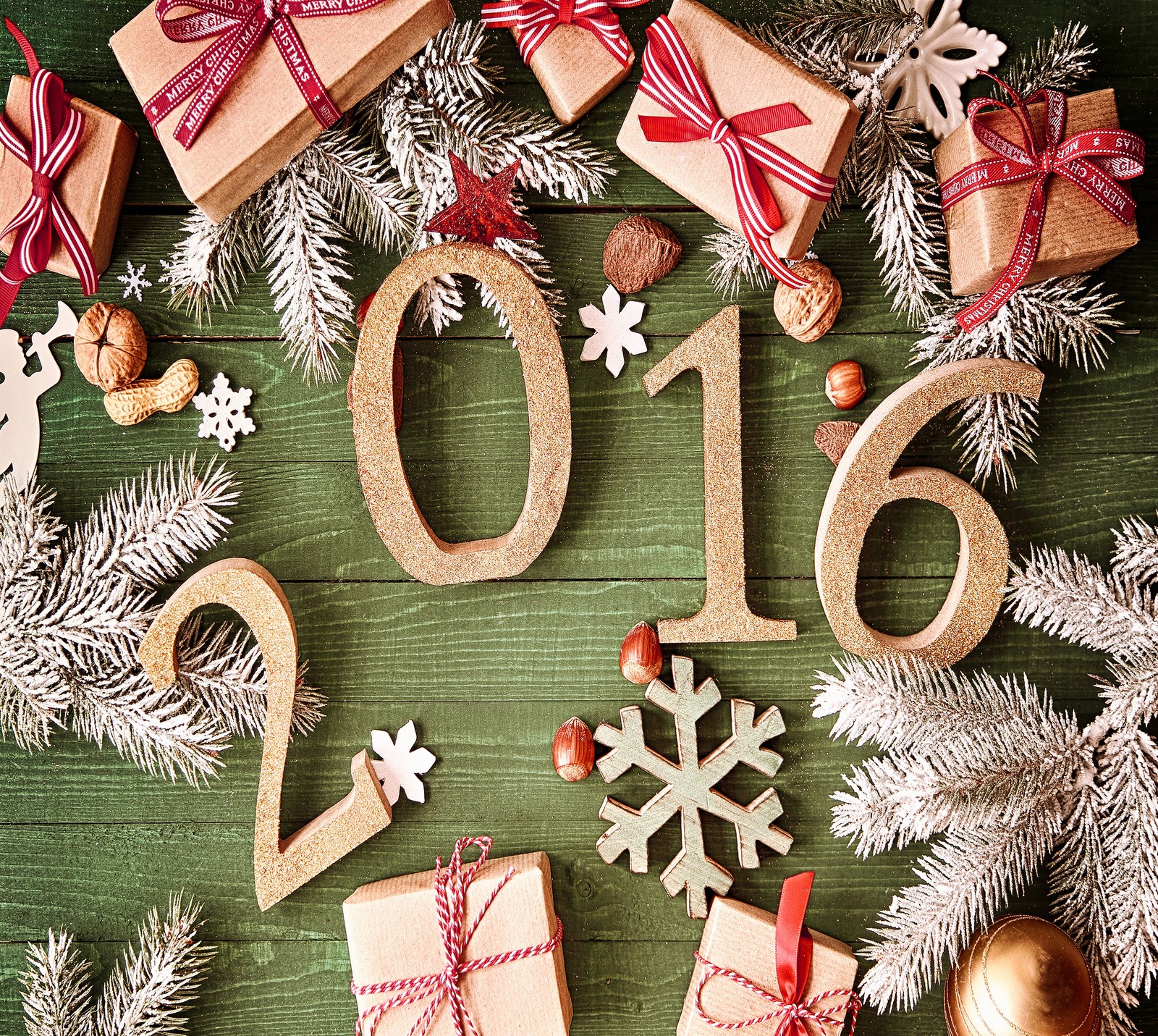 A close up of a number of gifts on a table (abej, beograd, happy new year 2016)