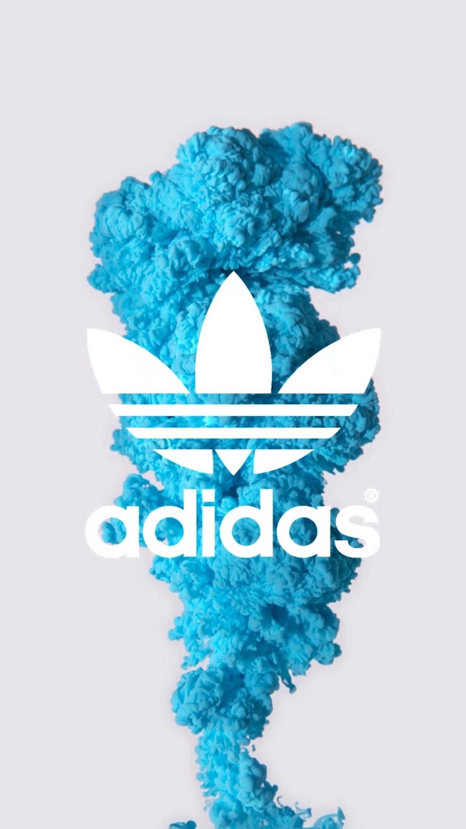 Logotipo da adidas em uma nuvem de fumaça azul (efeitos negativos da adidas, efeitos especiais)