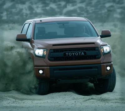 Toyota 4x4 Off-Roading in Action on Dark Terrain