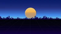 night, city, minimalist, minimalism, digital art wallpaper