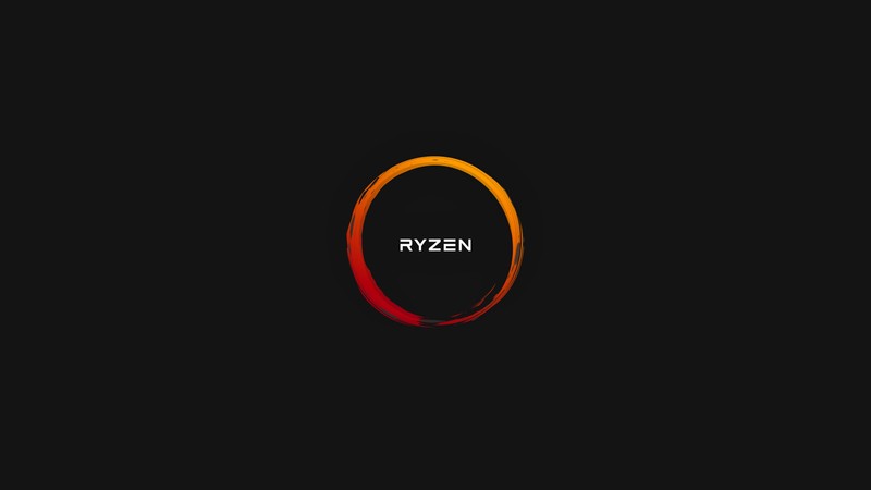 Черный фон с красным и оранжевым логотипом (amd ryzen, 8k, тёмный фон, минималистичный логотип, 5k)