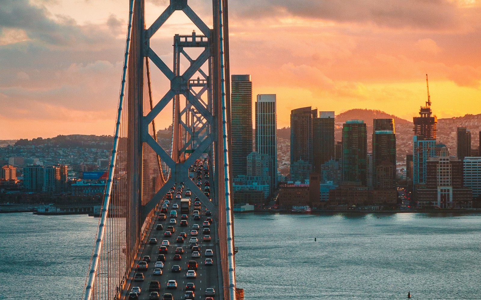 Скачать обои мост окленд бэй, oakland bay bridge, мост, город, городской пейзаж