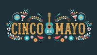 Celebração vibrante do Cinco de Mayo com guitarra e decoração festiva