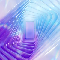 Smartphone esthétique violet 3D abstrait dans un tunnel brillant