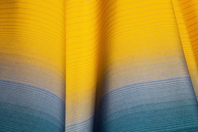 Textured Woven Fabric in Gradient Yellow and Electric Blue