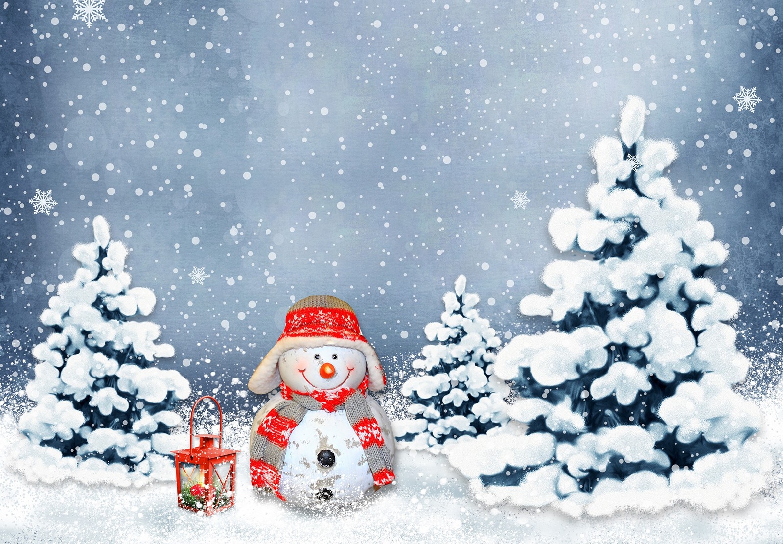 christmas day, christmas decoration, christmas tree, snowman, winter wallpaper