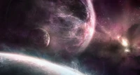 Cosmic Dance of Nebulas and Planets in the Universe