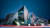 Modern Architectural Masterpiece of the Royal Ontario Museum at Dusk, Toronto