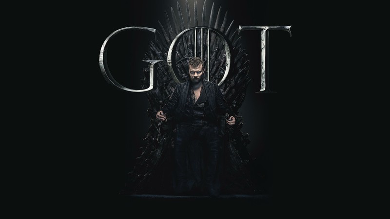 Мужчина, сидящий на троне с надписью gott (еурон греиджой, euron greyjoy, пилу асбек, игра престолов, game of thrones)