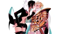 Arthur Pendragon et Merlin dans un moment intime - art anime