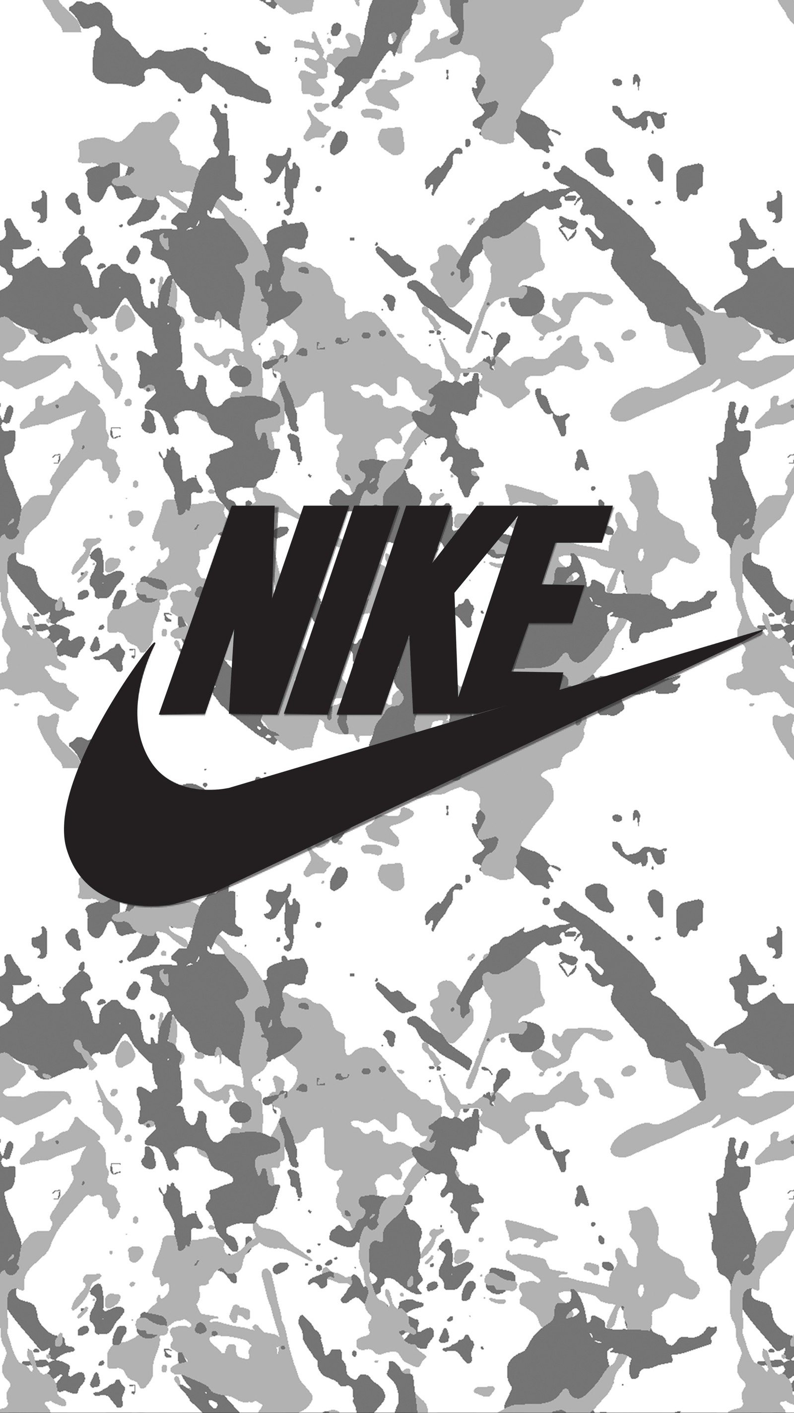 Gros plan d'un logo nike en noir et blanc sur fond camouflage (alpin, camouflage, génial, hd, nike)