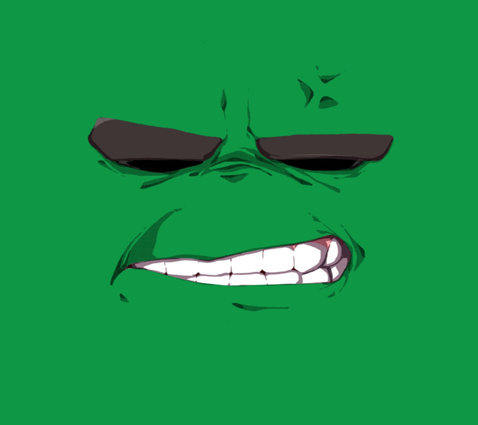 A green hulk face with sunglasses on it (annoyed, you)