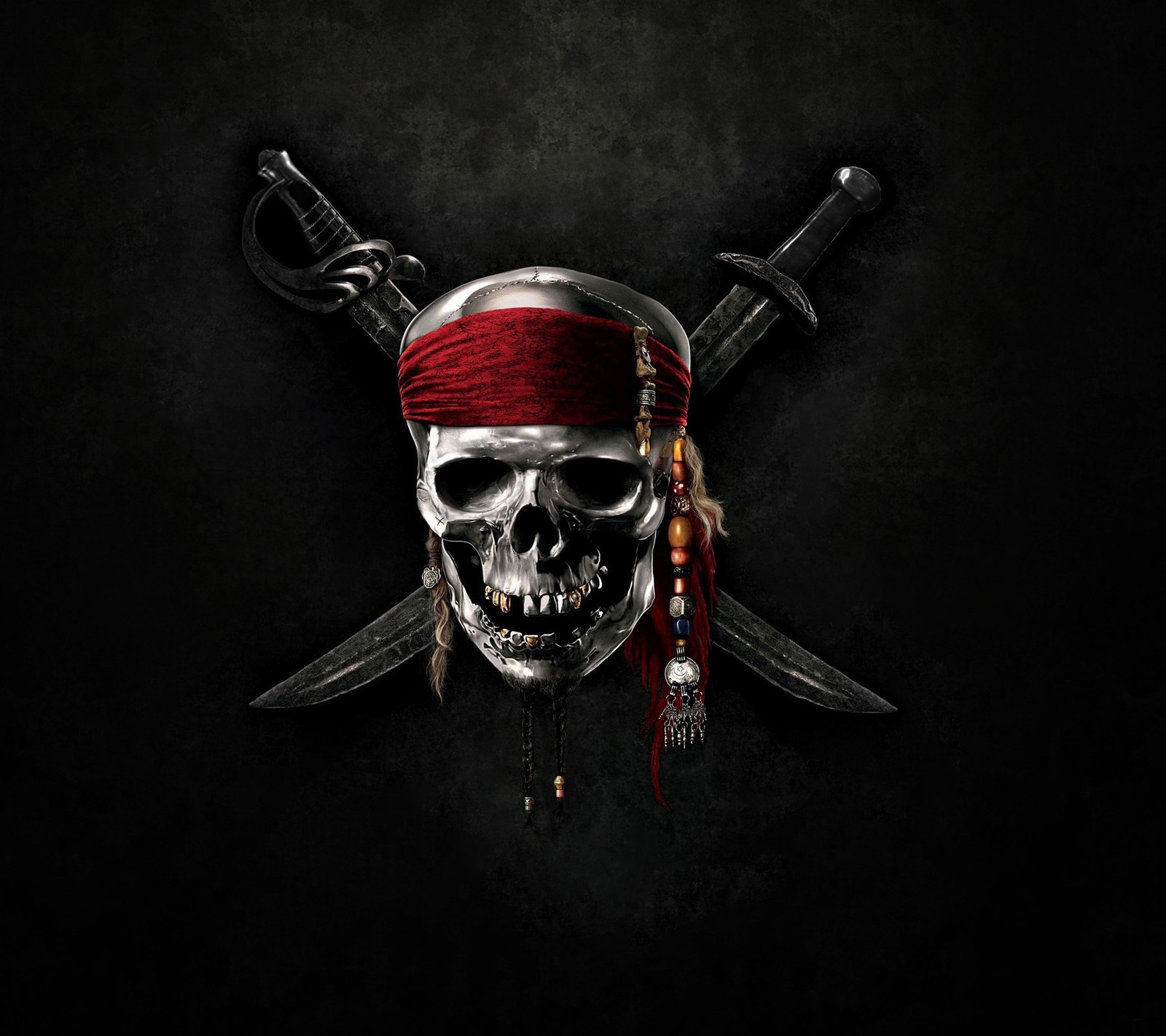 Pirates skull with two swords and a red bandanna (cool, danger, design, pirate, red)