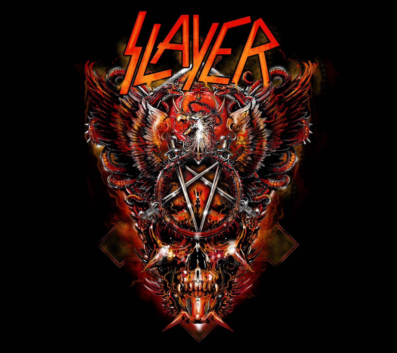 Slayer - the devil slayer-logo auf schwarzem hintergrund (band, jeff, kerry king, metall, slayer)