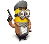 Genial minion de dibujos animados con una pistola