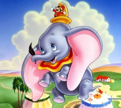 caricatura, lindo, dumbo, elefante