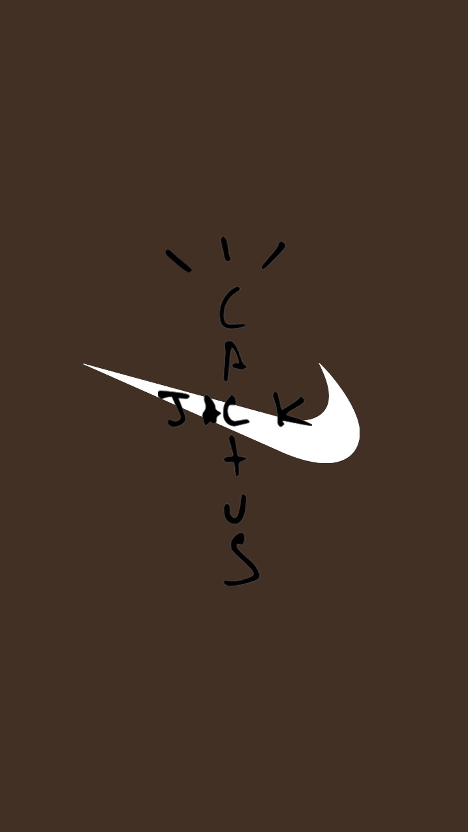 Un primer plano del logo de nike en un fondo marrón (logotipo, marca, nike, travis scott)