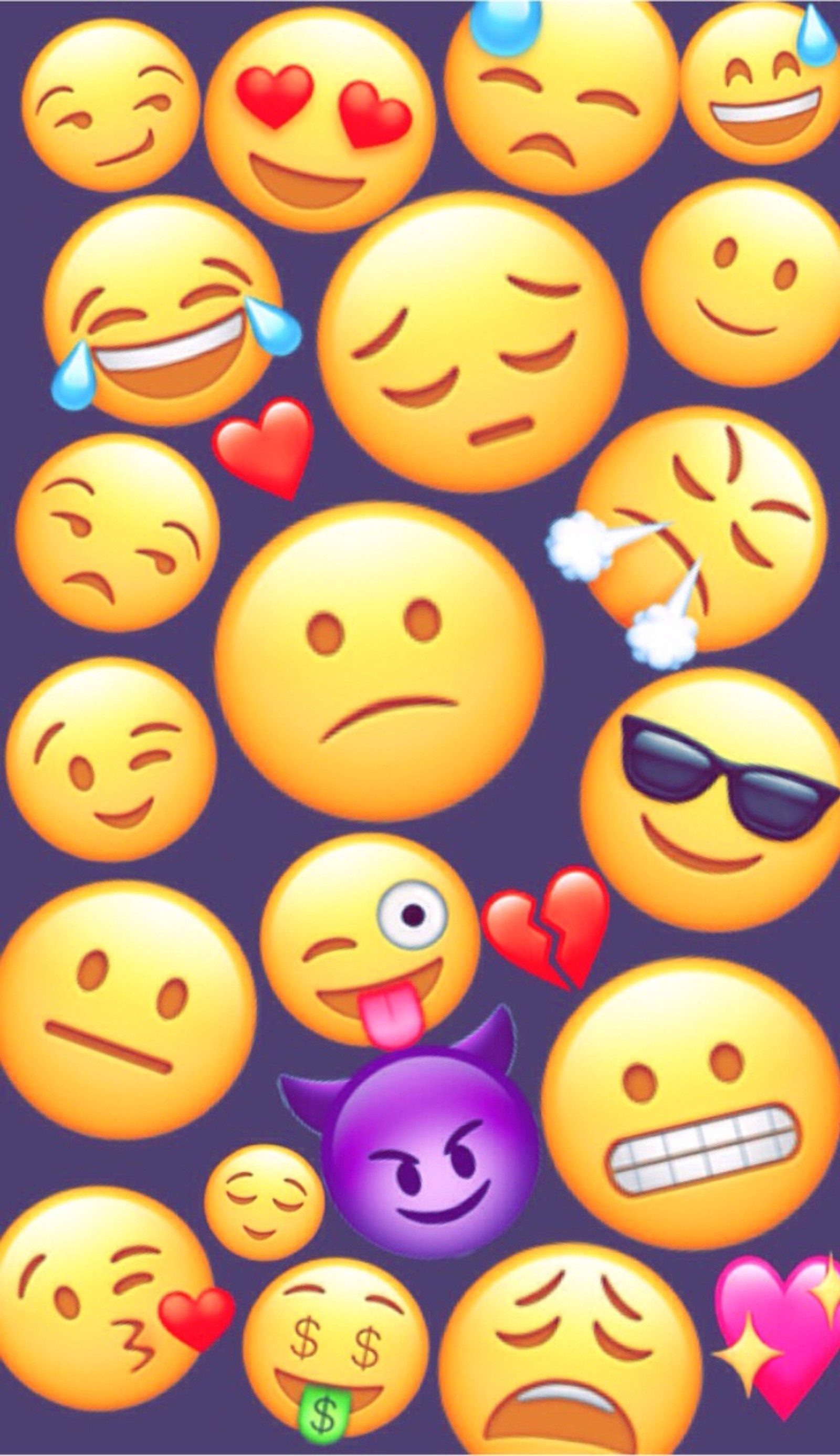 Eine gruppe von emoticons mit verschiedenen gesichtern und ausdrücken (süßigkeiten, klasse, emoji, gesicht, gesichter)