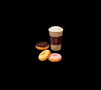 Schwarzer Kaffee und bunte Donuts Design