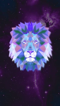 Galactic Lion: A Glowing Geometric Masterpiece