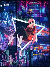 Zero Dois na Paisagem Urbana Neon: Um Tributo a Waifu