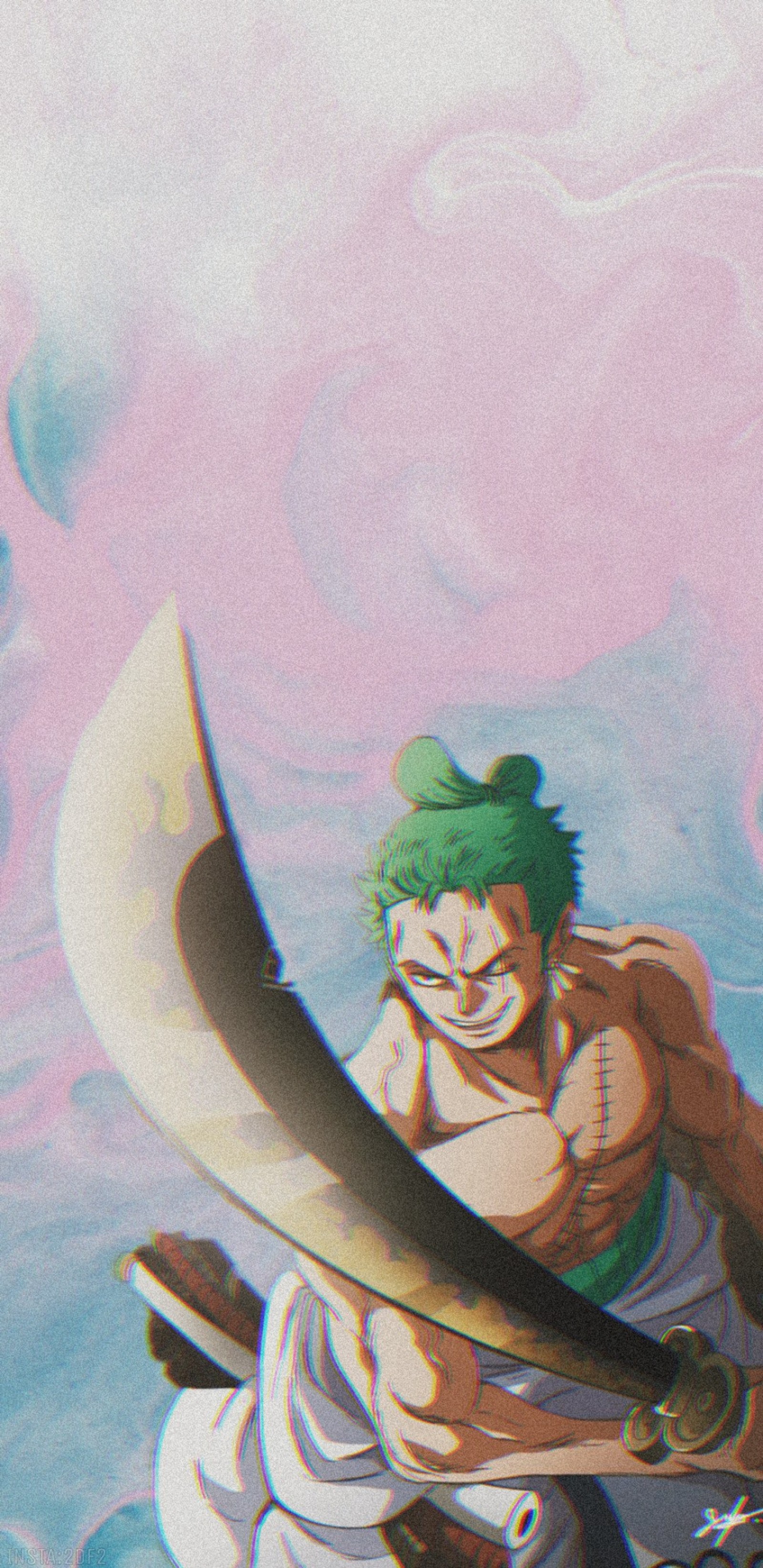 Personaje de anime con cabello verde y sombrero verde sosteniendo una tabla de surf (one piece, zoro)