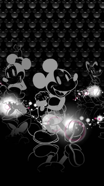 preto, disney, brilho, mickey, minnie