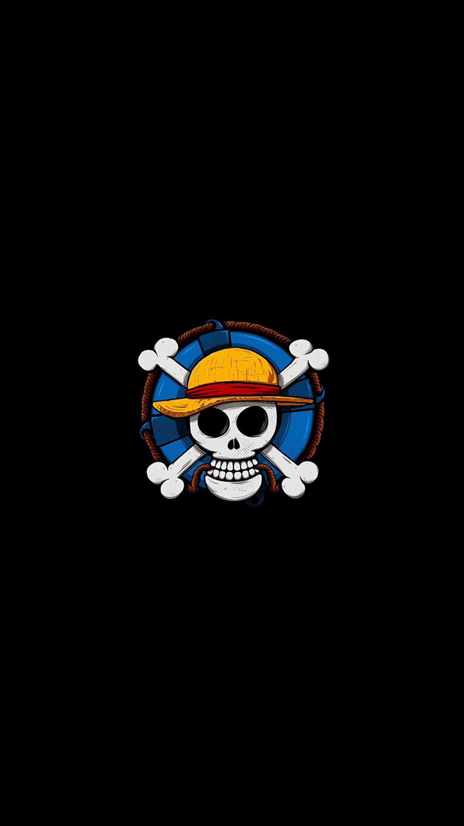 Un primer plano de una calavera y huesos con un sombrero de paja (almoe, kaizoku, luffy, one piece)