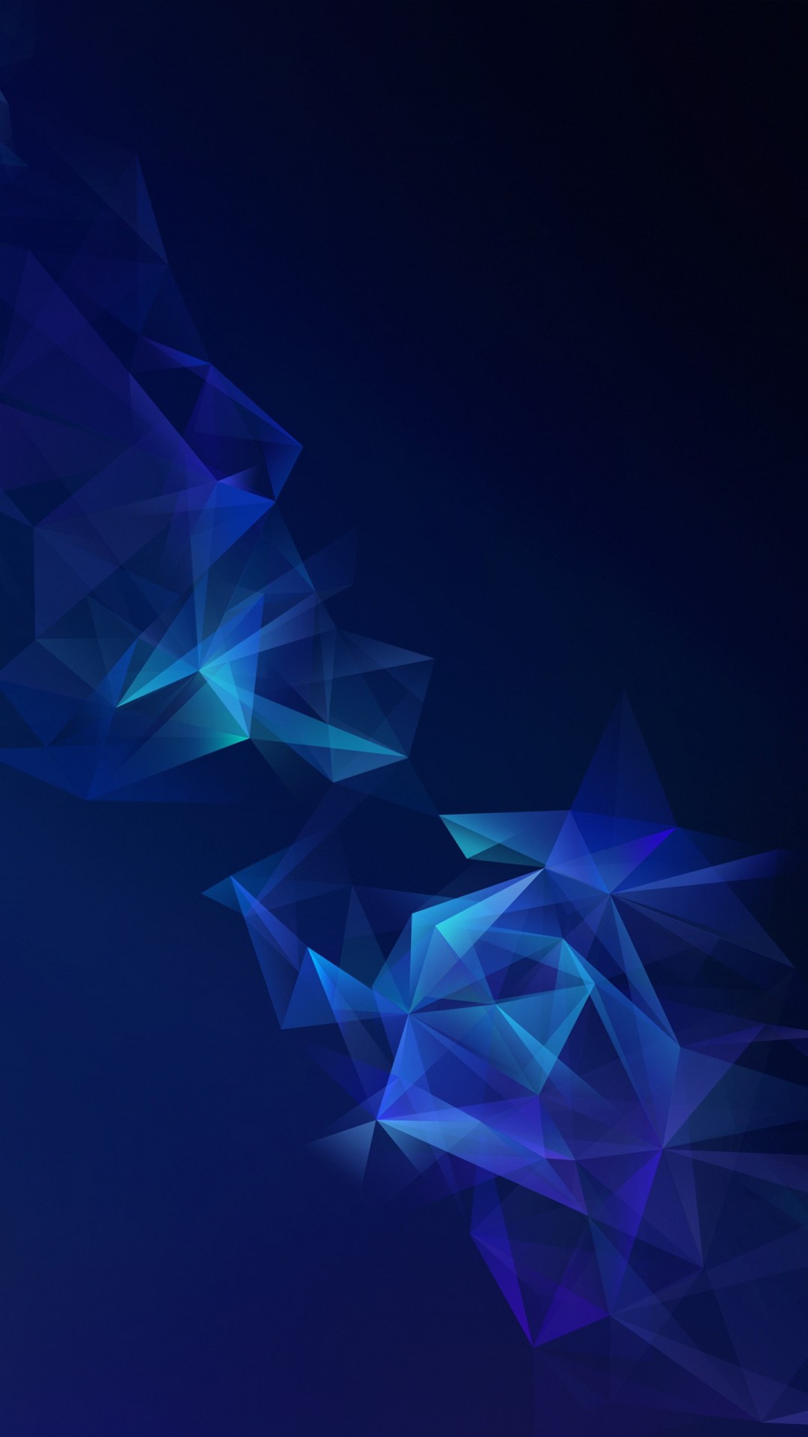 Abstract blue polygonal background with triangles and a dark background (abstract, blue, galaxy, s9, samsung)