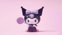 Kuromi with Candy: A Cute Pastel Pink Aesthetic