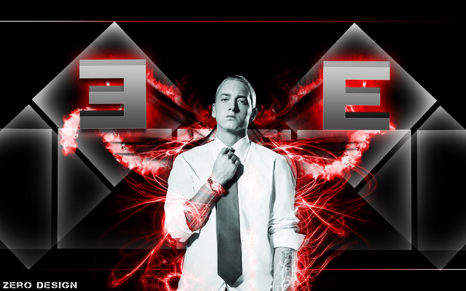 Image d'un homme en chemise blanche et cravate (eminem, rouge, conception graphique, graphiques, illustration)