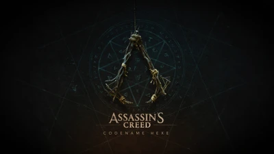 Logo de Assassin's Creed Codename Hexe con fondo místico oscuro