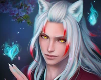 Enchanting Portrait of a Manga Character with Silver Hair and Golden Eyes