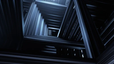 Mysterious Geometric Depth: Hypnotic Dark Blue Fractal Patterns