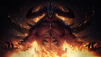 Senhor Demônio Flamejante Emergindo na Arte de Diablo Immortal