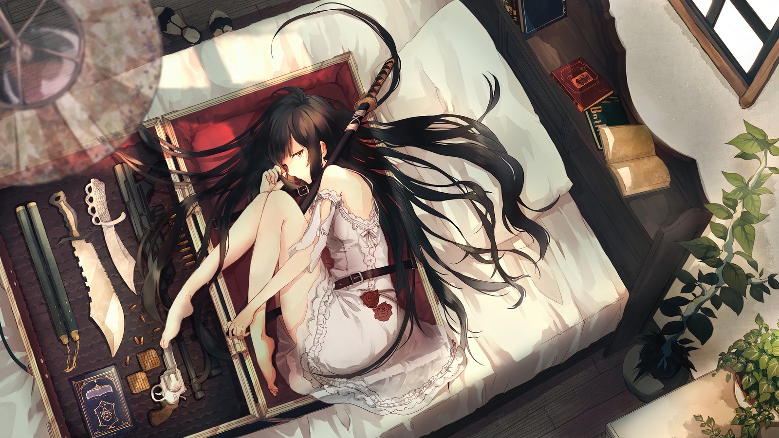 anime, girls, katana wallpaper