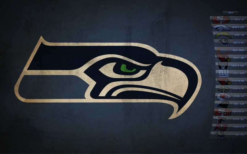 Крупный план логотипа seattle seahawks на стене (логотип, бренд, линия, аризона кардиналс, arizona cardinals)