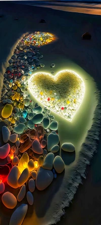 Illuminated Heart of Nature: A Fractal Journey Through Colorful Stones