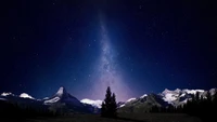 milky way, night, sky, stars, landscape wallpaper